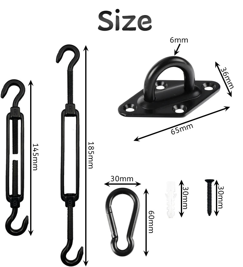 40Pcs Shade Sail Hardware Kit for Triangle Rectangle Sun Shade Sail Outdoor Heavy Duty 304 Stainless Steel 6''