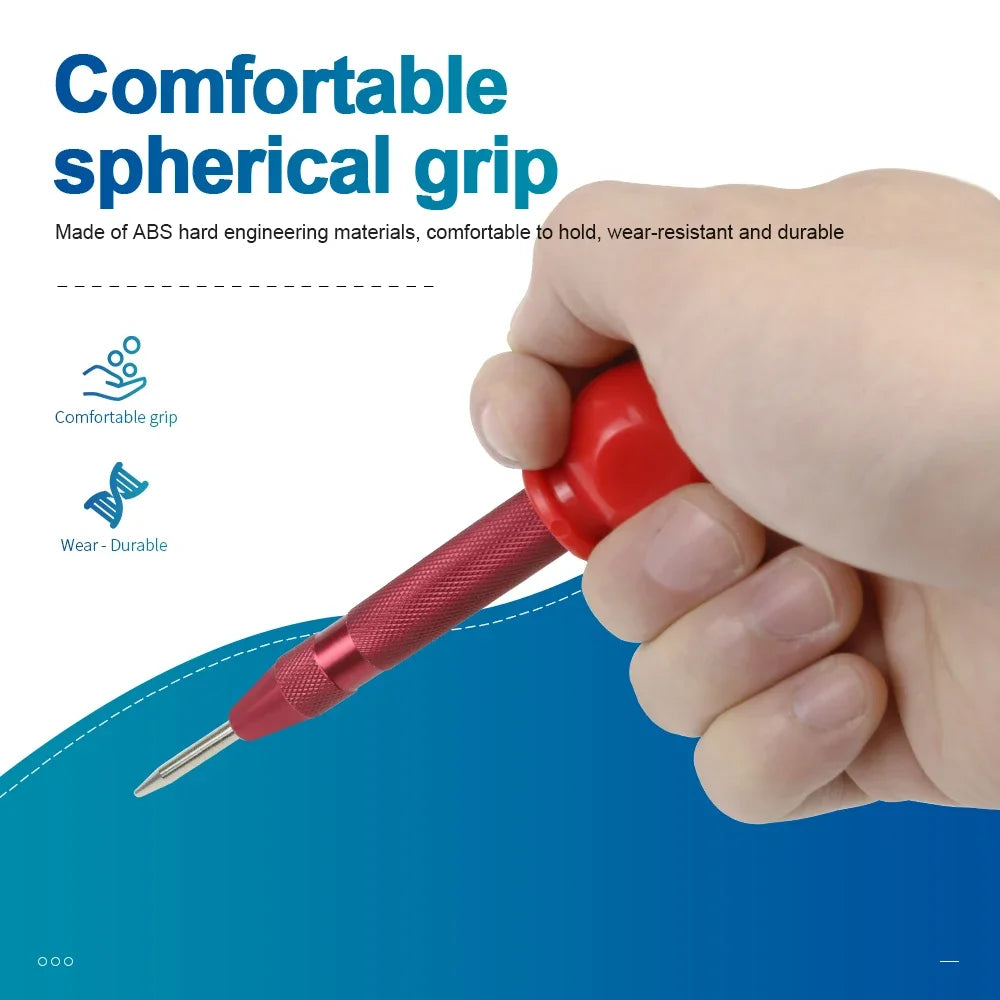 NINDEJIN Automatic Center Punch 1pc Spring Loaded Hole Center Punch Wood Metal Hole Marking Adjustable Impact Puncher - KiwisLove