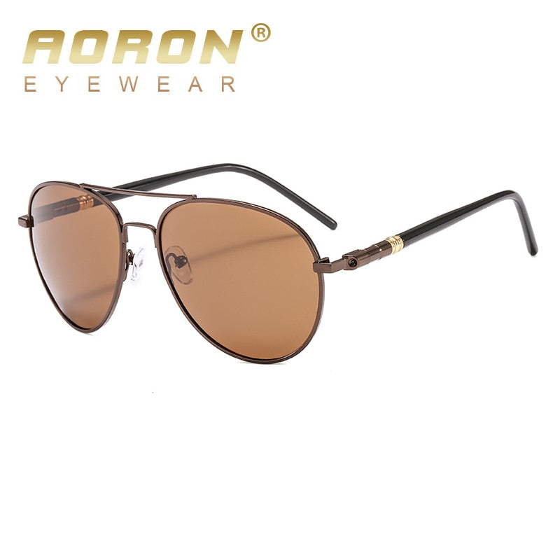 AORON Men Polarized Sunglasses Retro Classic Pilot Glasses Brand Goggoles Leisure UV400 Protection Metal Frame Oculos de sol - KiwisLove