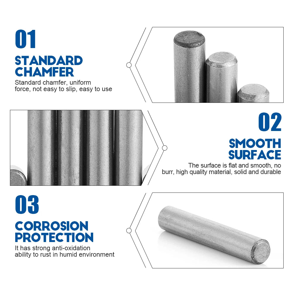 NINDEJIN 3-50pcs metal dowel pins stainless steel m2 m2.5 m3 m4 m5 m6 m8 m10 parallel pins solid cylinder lock pin GB119