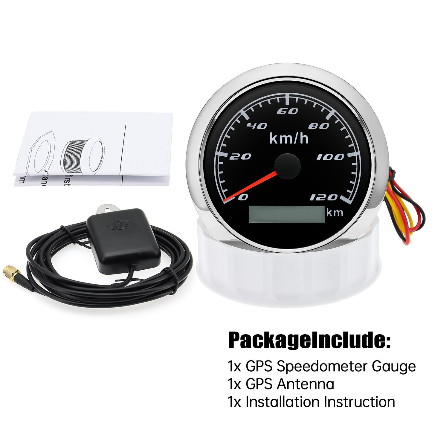 60KMH 120KMH 200KMH 300KMH 85mm GPS Speedometer Gauge with GPS Sensor Antenna Car Gauge speed meters 7 Color Backlight 12V/24V - KiwisLove