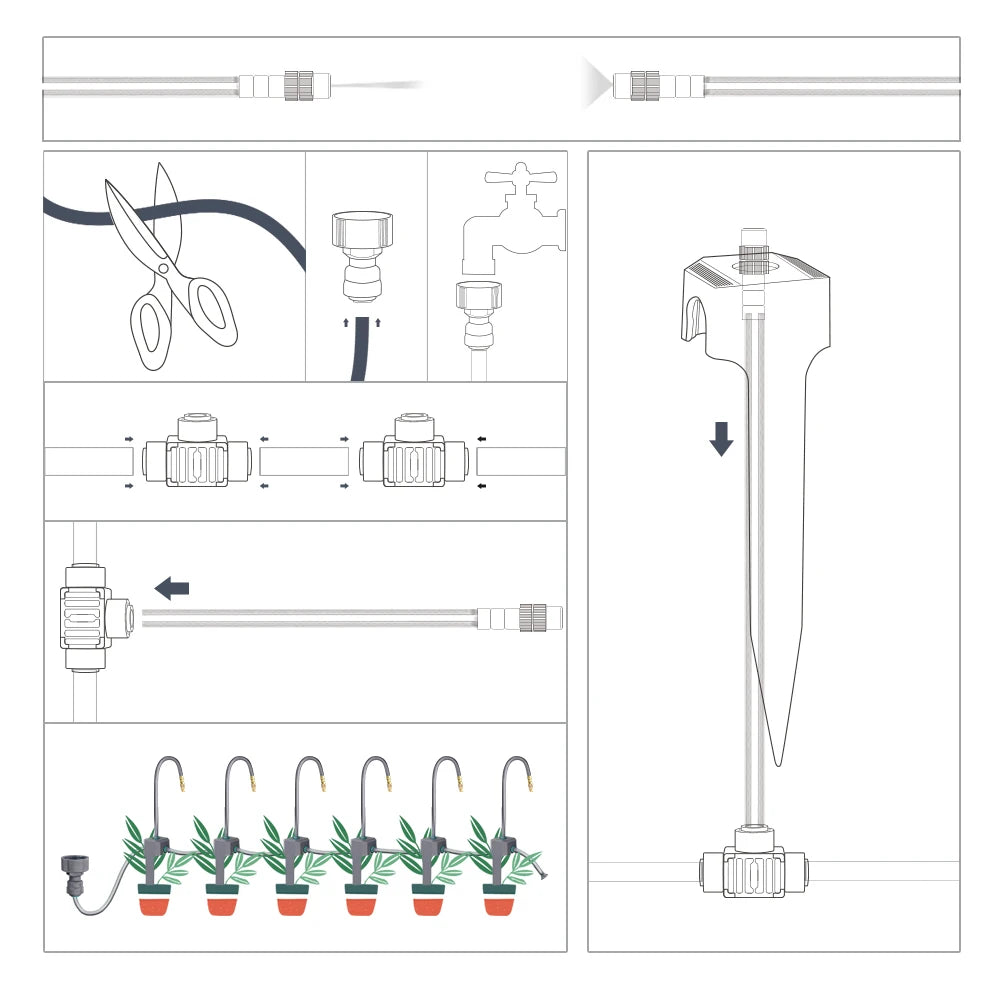 Premium 20cm Flexible Brass Nozzle Automatic Misting Irrigation System - Quick Connect Spray for Garden 1/4" Hose