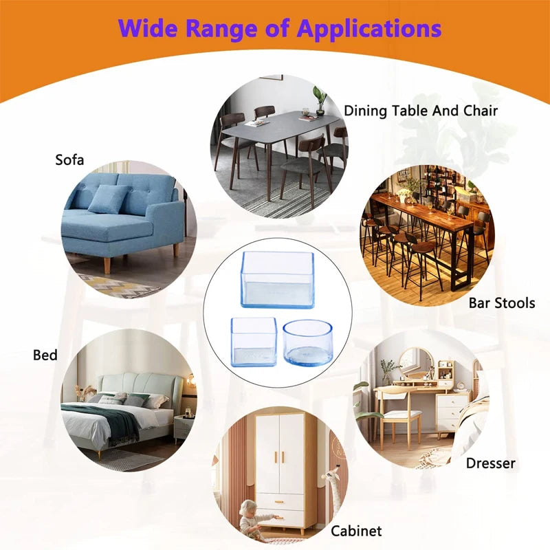Furniture Leg caps Chair leg caps Transparent Table Chair Foot Cover Silicone Wear-resistant Cap Noise Reduction Protect Floor