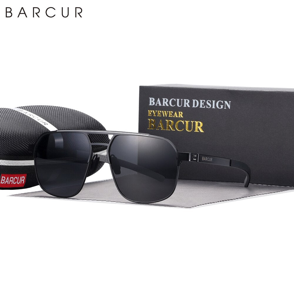 BARCUR Original Brand Designer Sunglasses for Men Polarized Fashion Square Sun Glasses Shades UV400 Eyewear Oculos Gafas De Sol - KiwisLove