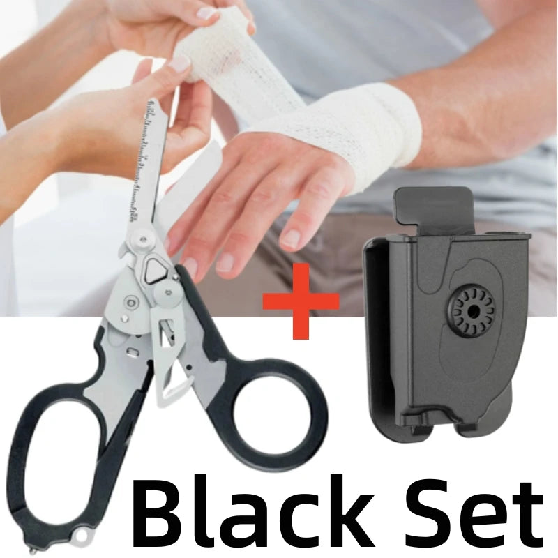 Multifunction XIAOTREE First Aid Tactical Folding Scissors Outdoor Survival Tool Combination Tactical Scissors Stainless steel