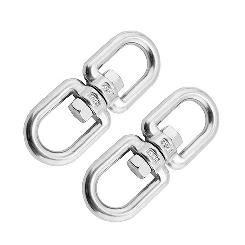 2Pc Double Ended Swivel Eye Hook 304 Stainless Steel Rotation Buckle Swivel Shackle Ring Outdoor Rock Climbing Hiking Carabiner - KiwisLove