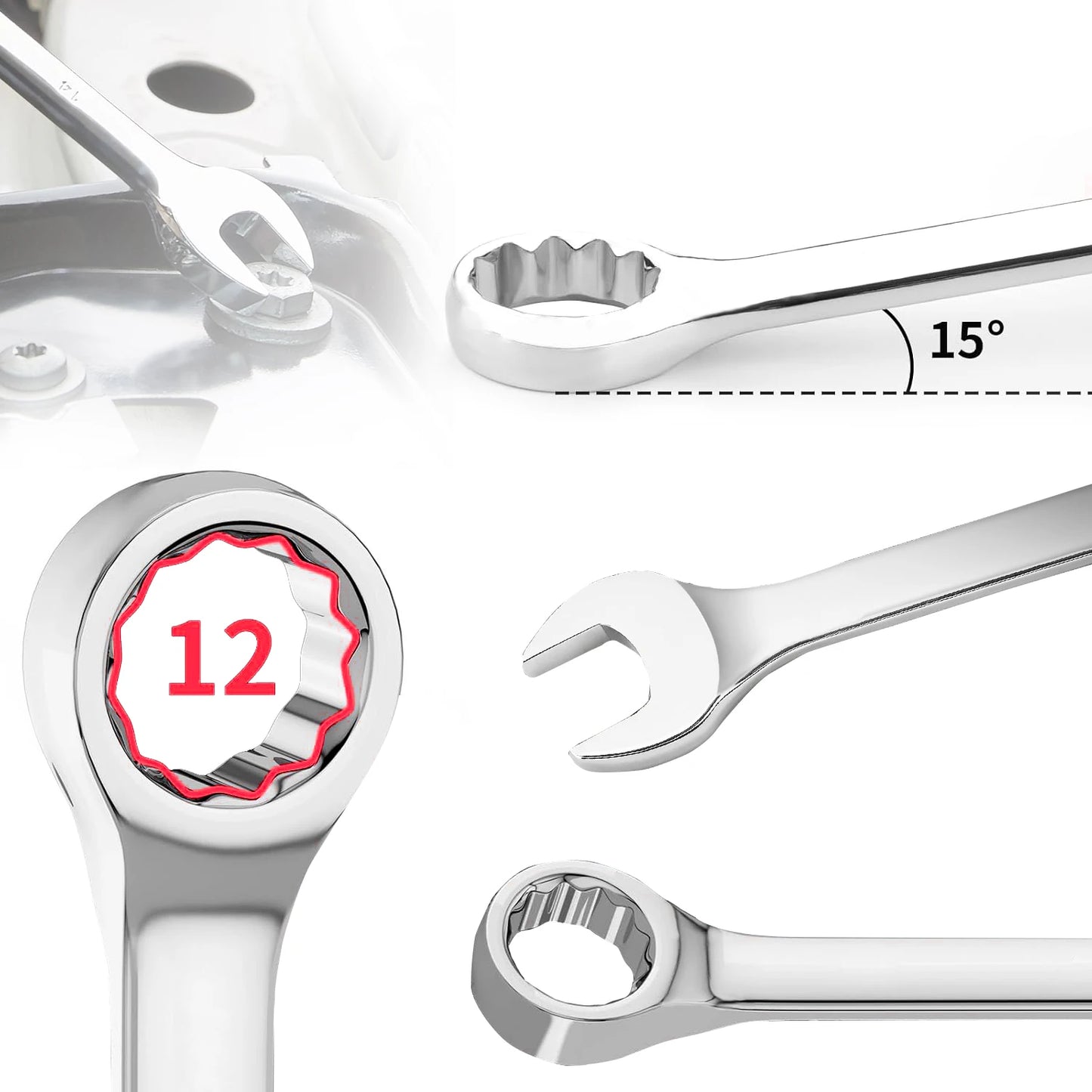 Dual-use plum blossom open end Ratchet wrench 7MM-24MM Combination spanners nut cutter combined Key Repair hand tools