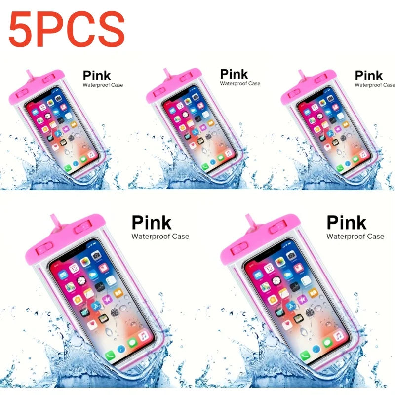 5/2/1PCS Universal Waterproof Phone Pouch Cellphone Dry Bag Case Underwater Phone Protector PV Cover for Kayaking, Beach fishing