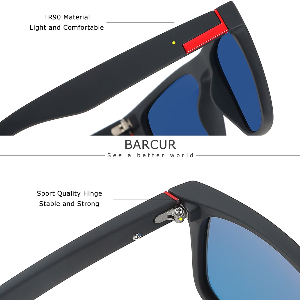 BARCUR NEW Polarized Sunglasses Men Driving Shades Male Sun Glasses For Men Oculos de sol - KiwisLove