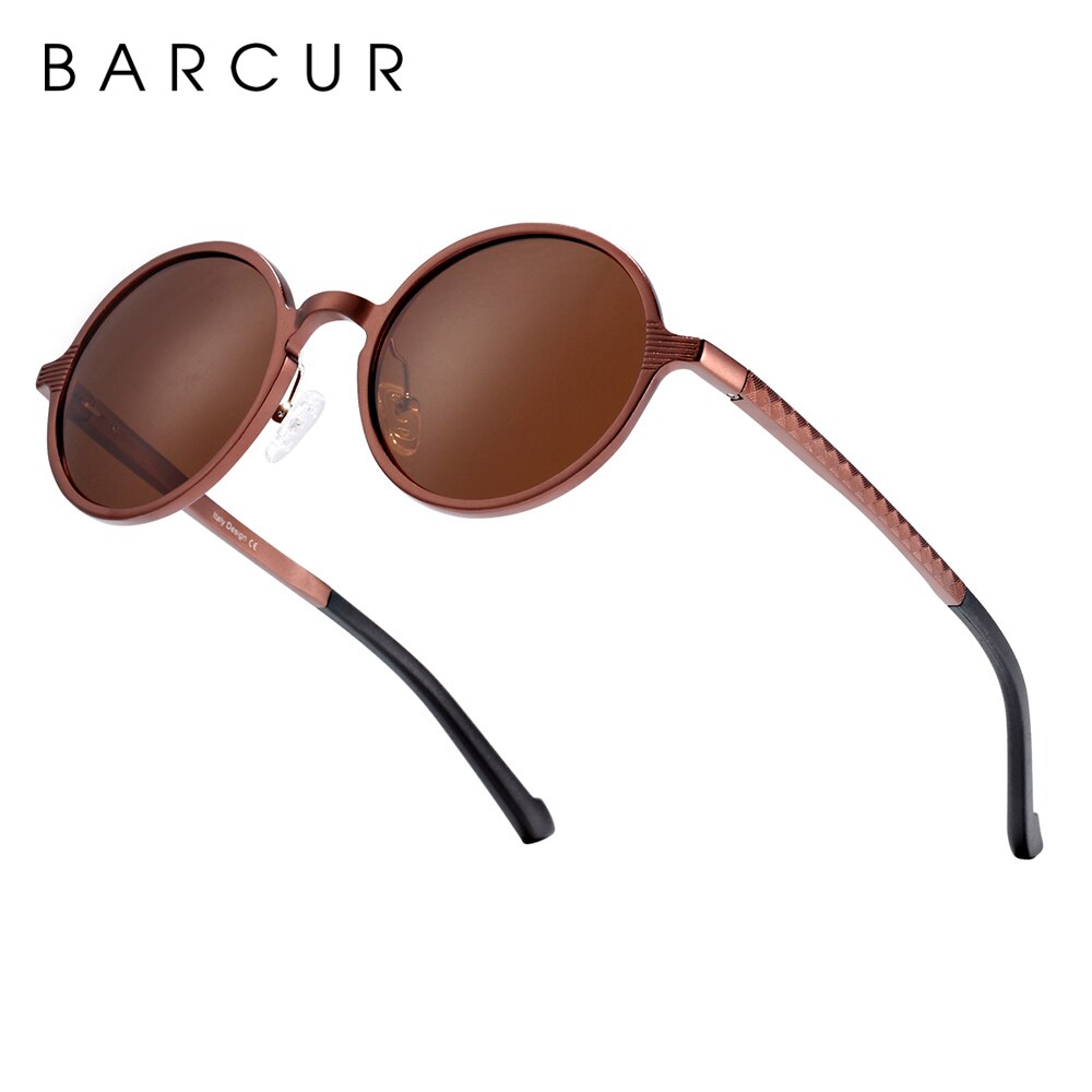BARCUR Man Round Sunglasses Men Ultra Light Glasses Retro Vintage Women Sun Glasses UV400 Eyewear Accessory - KiwisLove