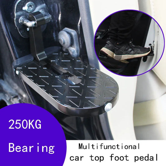 250kg Load Foldable Car Door Step Aluminium Roof Rack Pedal with Safety Hammer