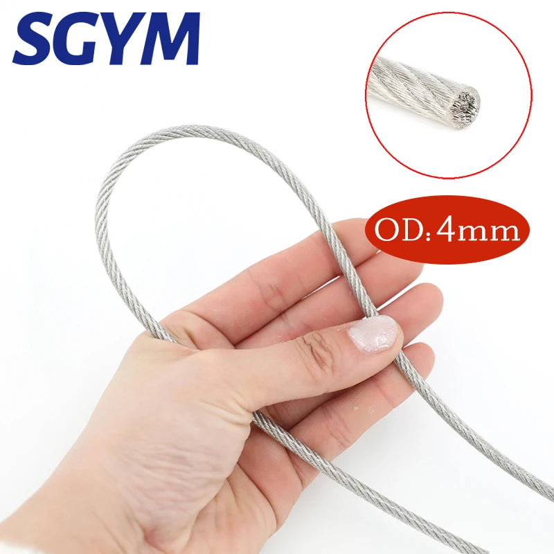 20/30/50Meter Wire Rope PVC Transparent Coated Cable 304 Stainless Steel rope Soft Clothesline Diameter 1.5mm 2mm 3mm 4mm