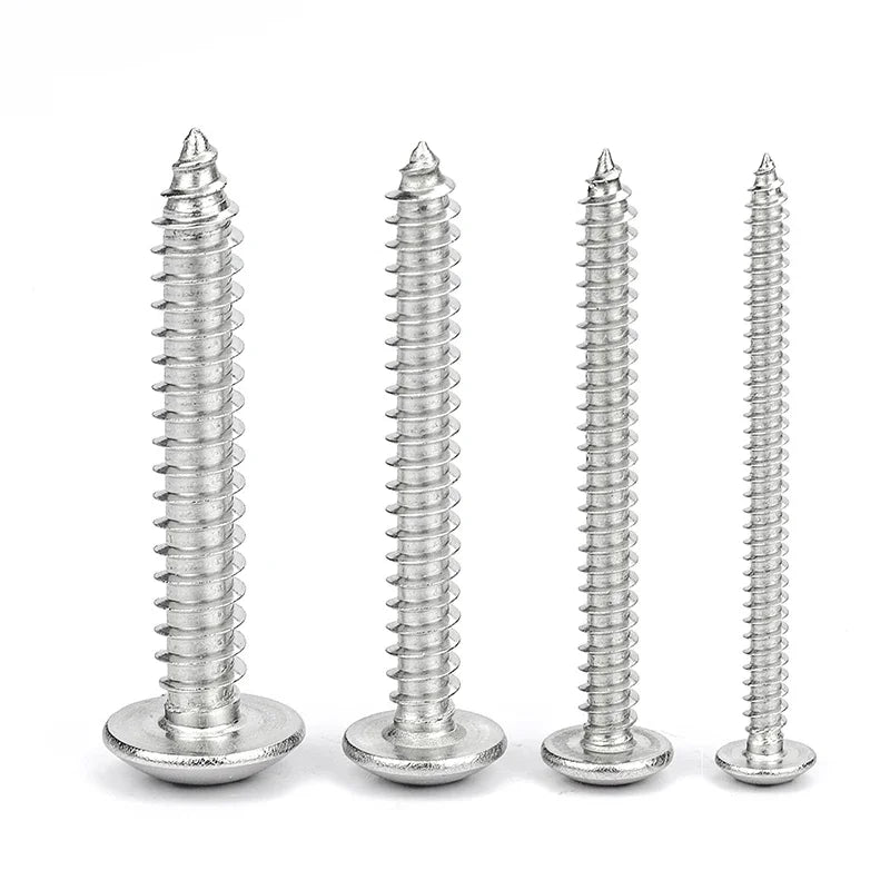 NINDEJIN Cross Truss Head Self Tapping Screws M2.6 M3 M3.5 M4 M5 M6 Nickel Plated Phillips Mushroom Head Tapping Wood Screw