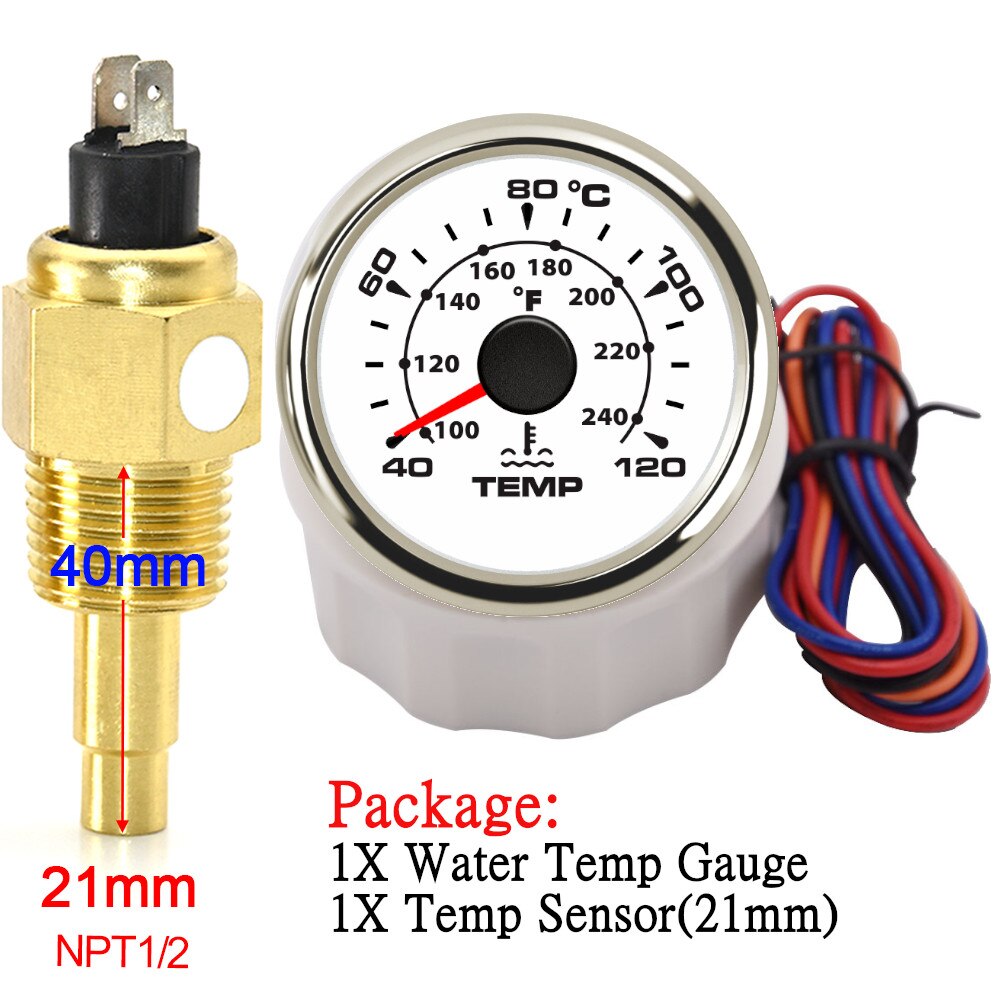 10mm 14mm 17mm 21mm Temperature Sensor + 52mm Water Temperature Gauge Universal for Boat Car Auto Motorcycle Thermometer - KiwisLove