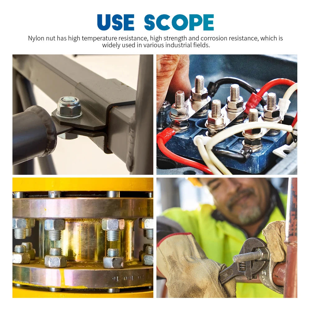 NINDEJIN Nylon Lock Nut Stainless Steel Hex Hexagon Locking Nut M2 M2.5 M3 M4 M5 M6 M8 M10 M12 M14 M16 M20 M24 Locknut DIN985 - KiwisLove