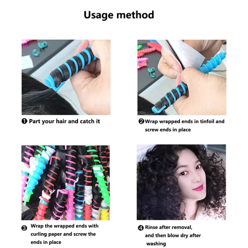 20Pcs Set Multi Hair Perm Rods Random Color Long Spiral Hair Curler Roller Hair Perm Rods Hairdressing Styling Tool