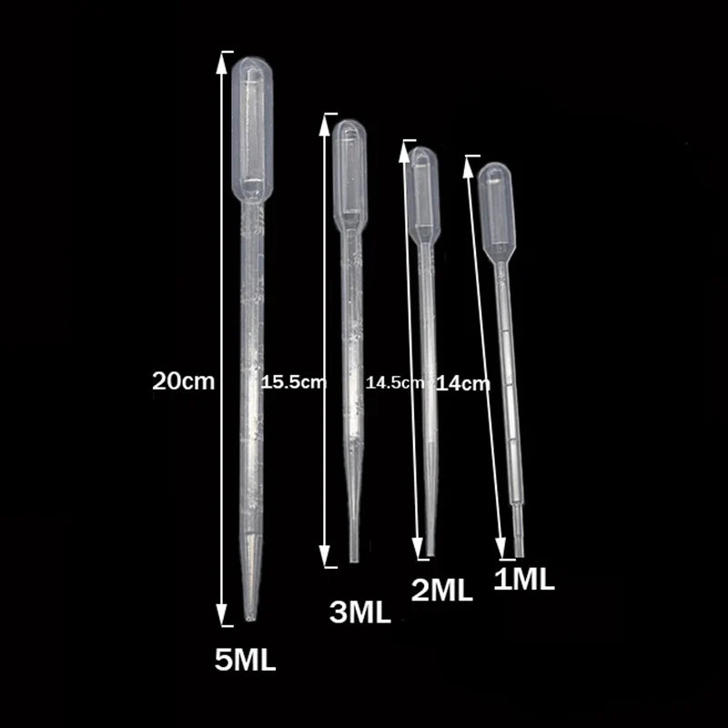 100Pcs/Lot Laboratory Pipette 1ml 2ml 3ml 5ml Plastic Disposable Graduated Container Liquid Dropper Equipment Straw Makeup Tools - KiwisLove