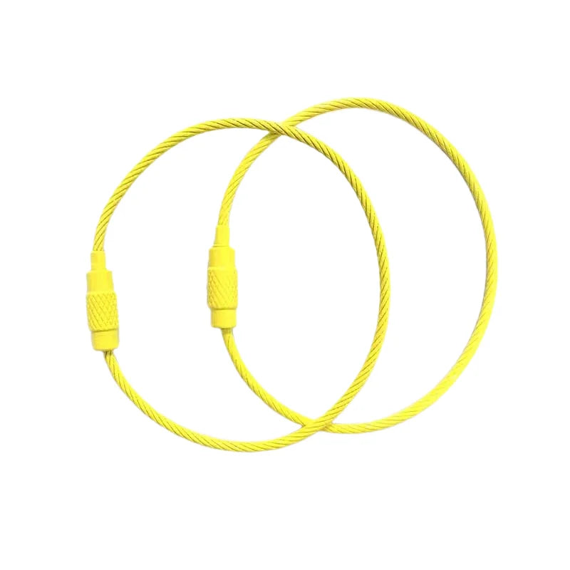 10pcs/lot 15cm Length Stainless Steel Wire Keychain Rings Key Keyring Circle Rope Cable Loop Luggage Tag Screw Lock Gadget