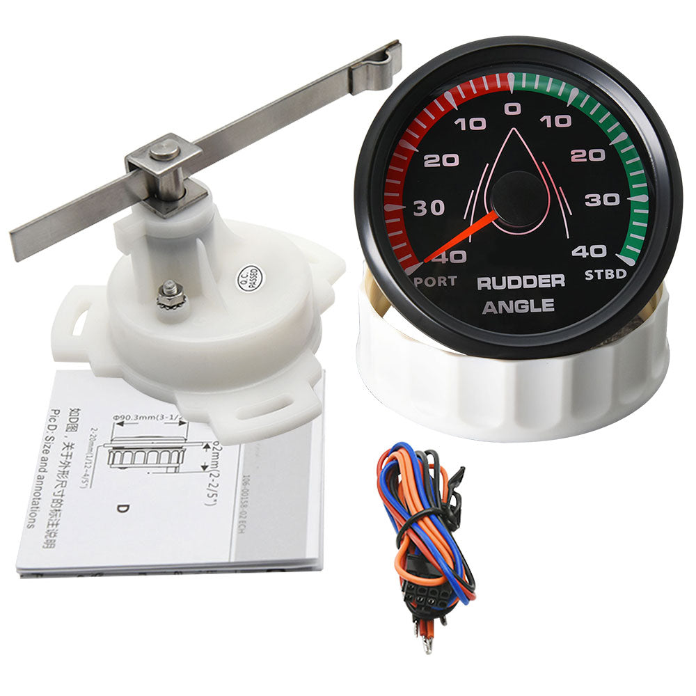 Waterproof 85mm Boat Rudder Angle Indicator 0-190 ohm With Rudder Angle Sensor Kit Rudder Angle Gauge 8 Colors Backlight 12V 24V - KiwisLove