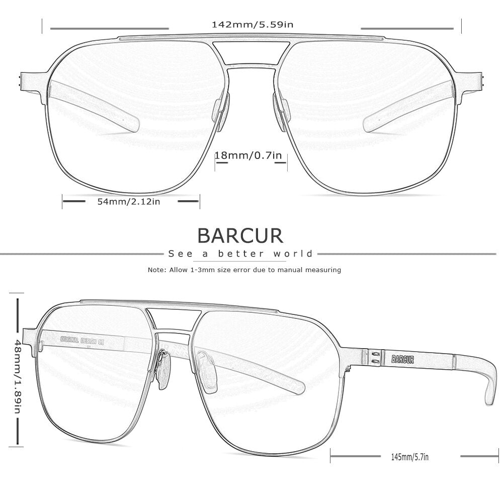 BARCUR Original Brand Designer Sunglasses for Men Polarized Fashion Square Sun Glasses Shades UV400 Eyewear Oculos Gafas De Sol - KiwisLove