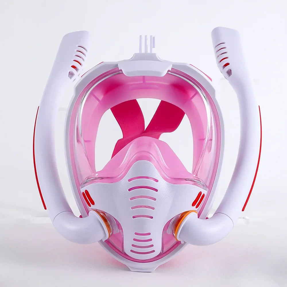 Full Face Snorkel Mask with Anti-Fog Wipes 180 Degree Panoramic HD View Snorkeling Mask Anti-Leak Dry Set for Adults and Kids