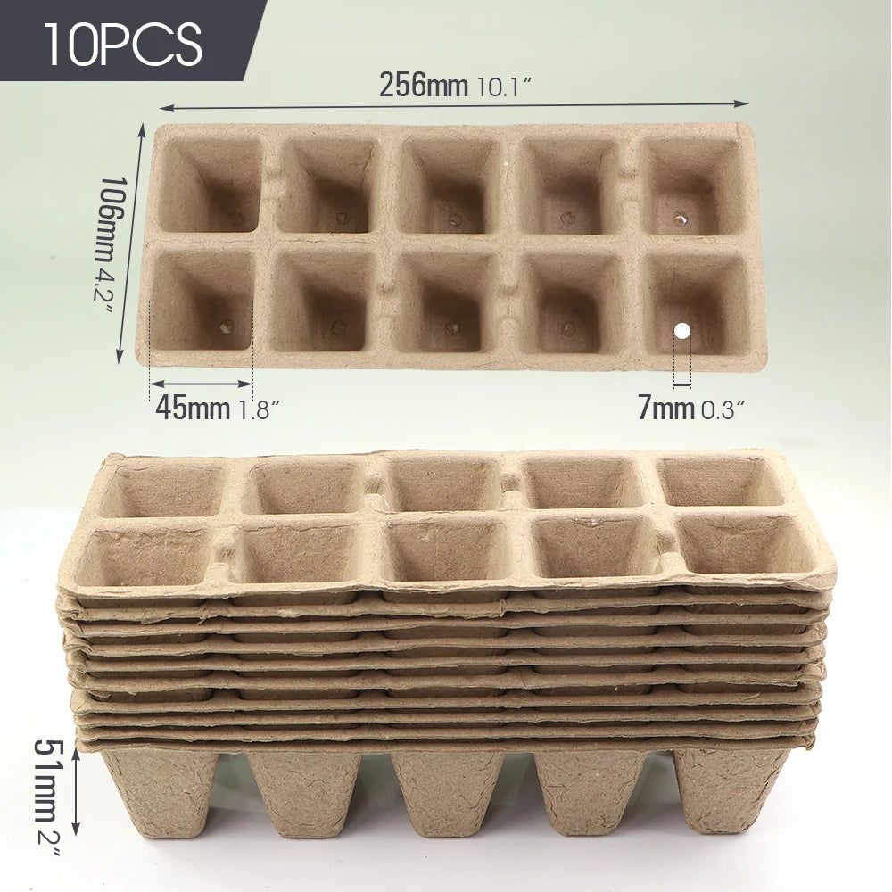 5/10pcs 10-Hole Peat Pots Seed Starter Trays Germination Trays Biodegradable Seedlings Container Plant Starting Kits Garden Acce