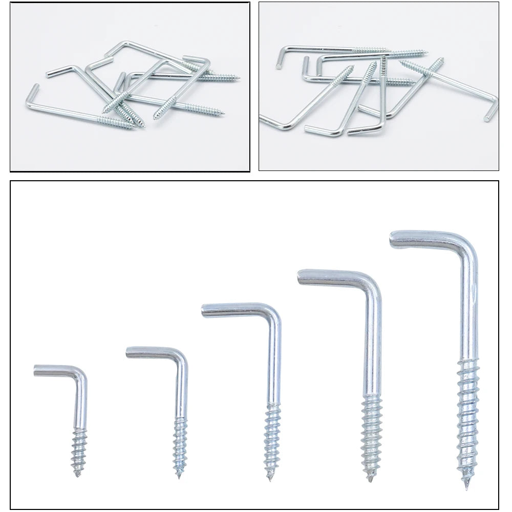 NINDEJIN L Shaped Screw Hooks M2.4 M2.5 M2.8 M3.4 M3.7 M3.8 M4.7 Zinc Plated Right Angle Self Tapping Screw Hook for Hanging - KiwisLove