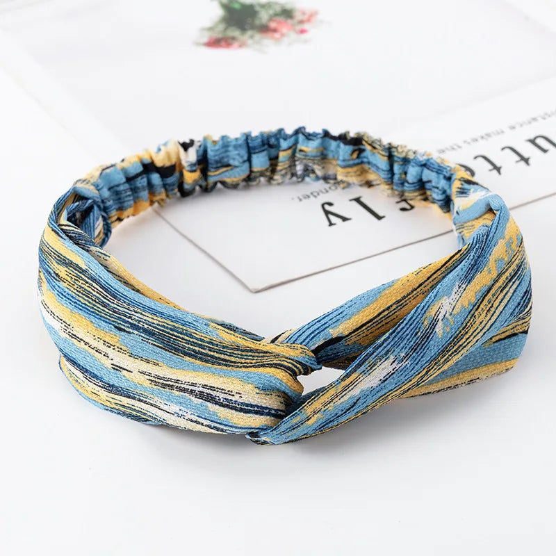 Fashion Women Girls Summer Bohemian Hair Bands Print Headbands Vintage Cross Turban Bandage Bandanas HairBands Hair Accessories