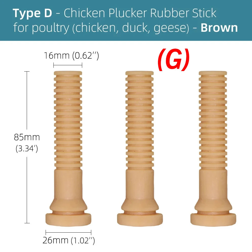 20PCS 5-Type Chicken Plucker Heavy Duty Fingers Poultry Duck Plucking Hair Removal Stick Natual Rubber Replacement for Geese