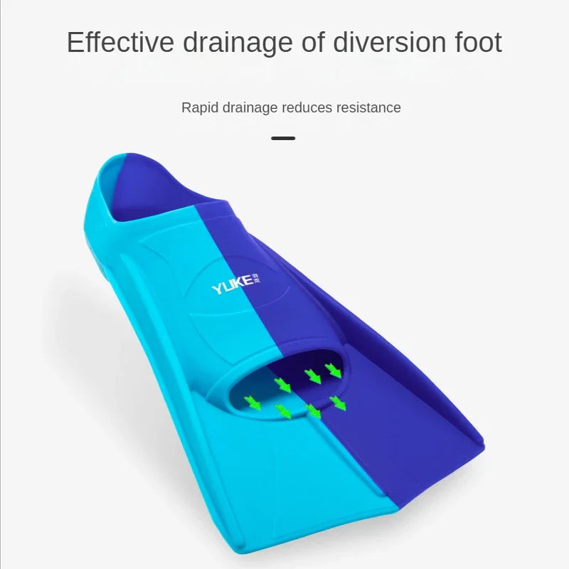 Swim Training Fins Silicone Professional Scuba Diving Fins Short Men Women Snorkel Swimming Fins Kids Flippers Equipment Set