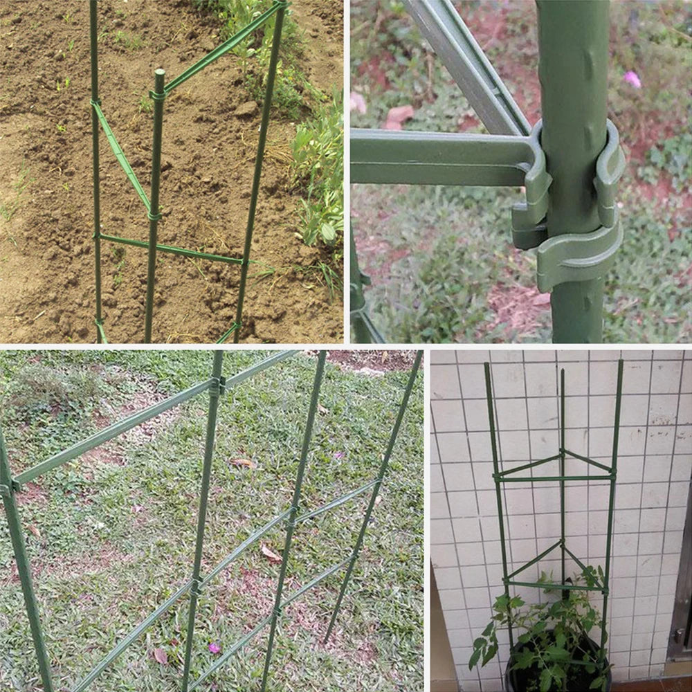 10PCS Durable 8/11/16mm Plant Support Pole Gardens Splice Frame Green Plastic Indoor Balcony Outdoor Climbing Vines Multilayer