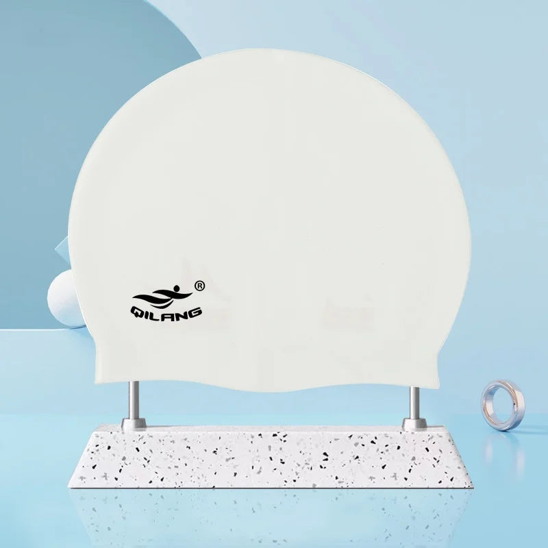 Waterproof Silicone Swim Caps Women Men High Elastic Flexible Protect Ears Hair Swimming Pool Hat for Adults Children Girls Boys