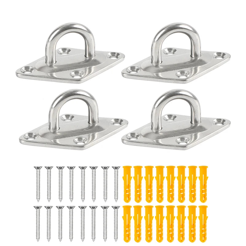4/10/12Pcs Staple Ring wall Hook Heavy Duty Fixed Pad Eye Plate Anchor Mount U-shaped Hammock Hooks Ceiling Deck Door Buckle