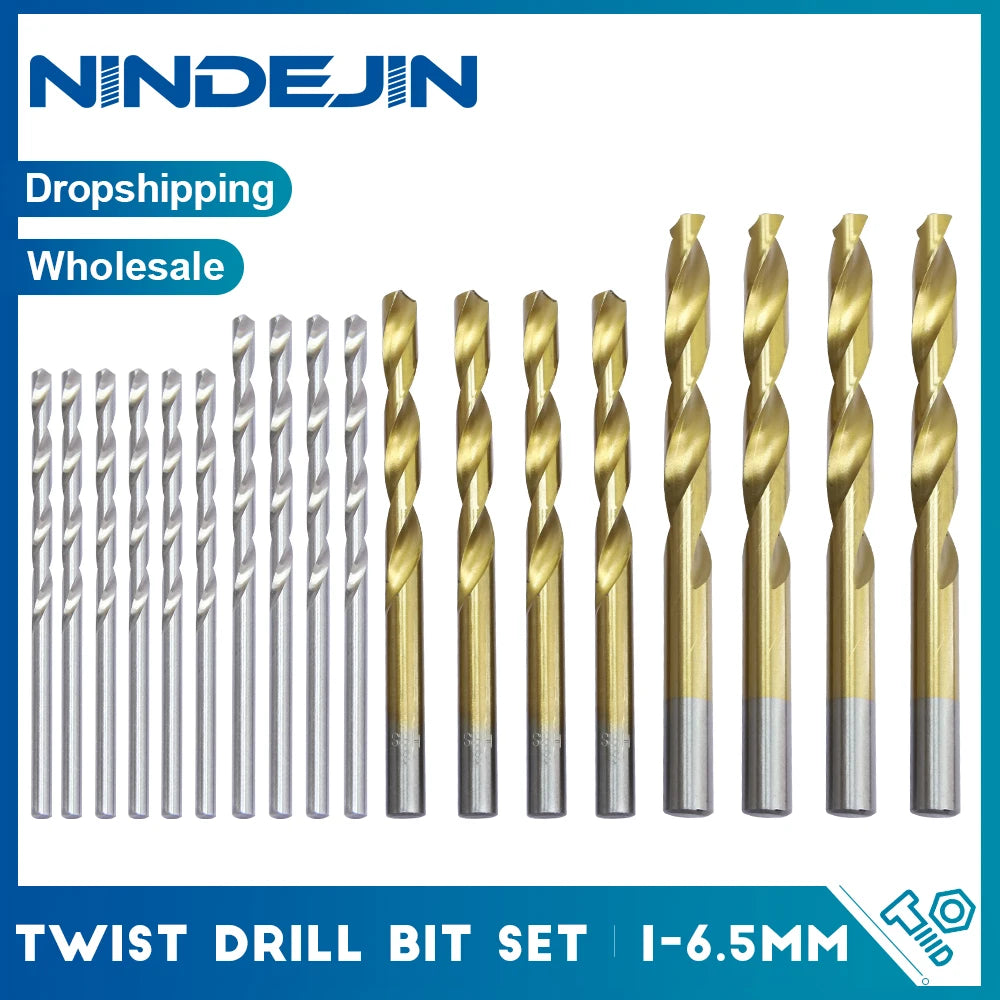 NINDEJIN 13/40/50/60pcs Twist Drill Bit Set Woodworking 1-6.5mm HSS Drill Bit for Carpentry Hand Tools - KiwisLove