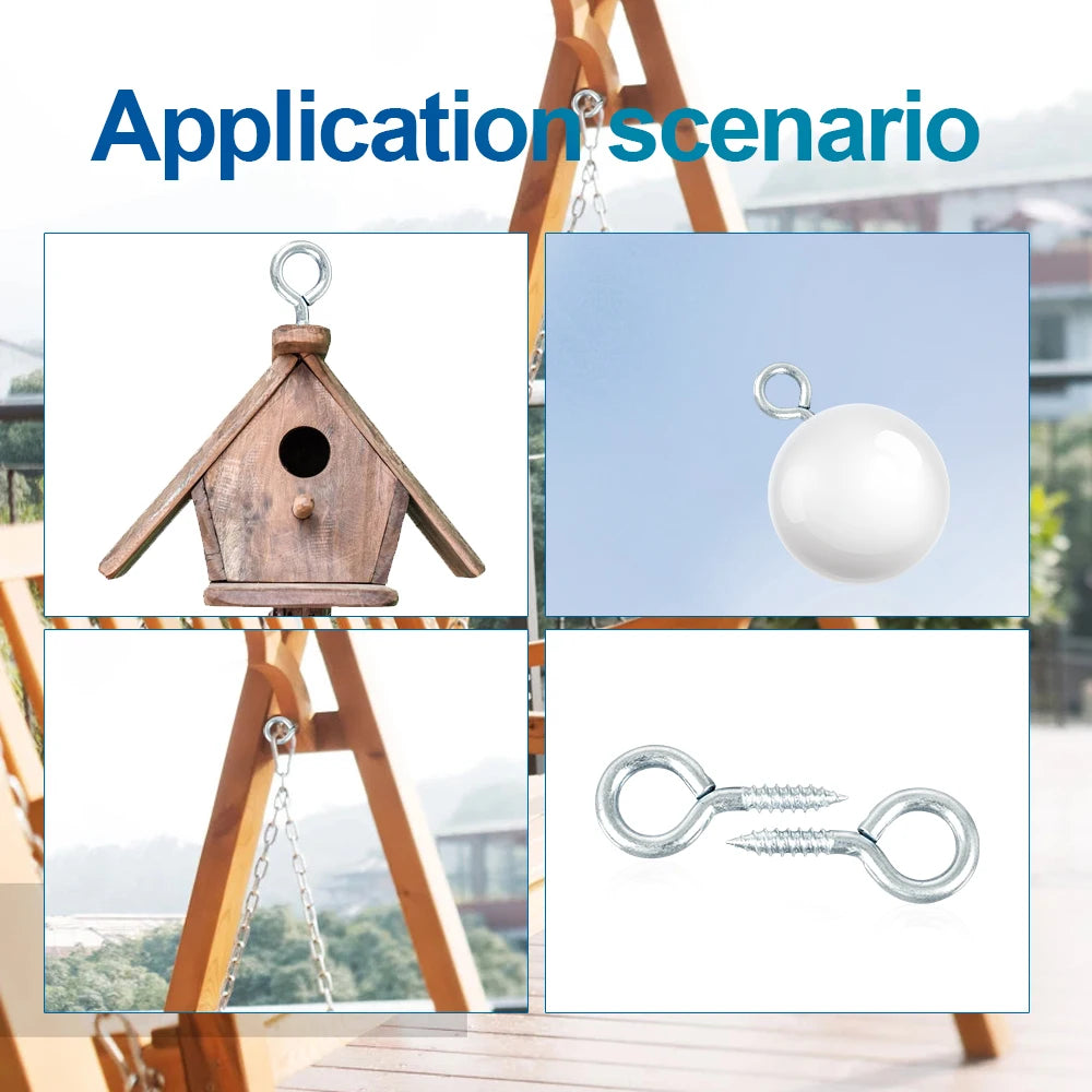 NINDEJIN 10/20/50pcs 1#-16# Screw Eye Pins Screw Eyelet Connector Zinc Plated Hook Ring DIY Making Jewelry screw eye for hammock - KiwisLove