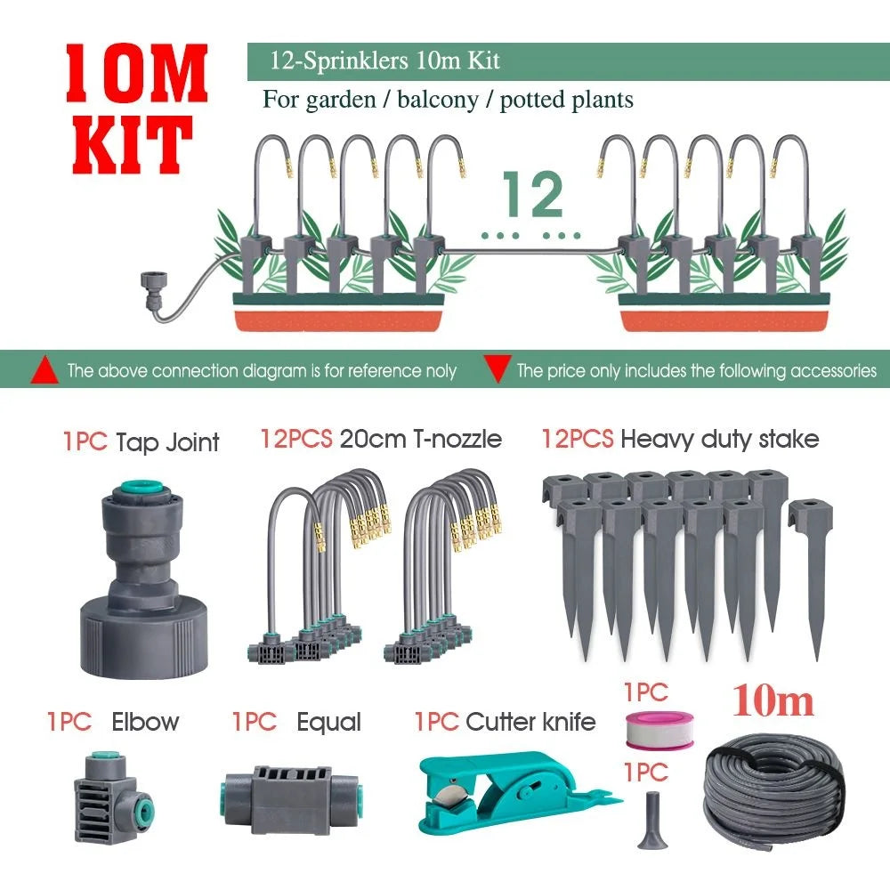 Premium 20cm Flexible Brass Nozzle Automatic Misting Irrigation System - Quick Connect Spray for Garden 1/4" Hose