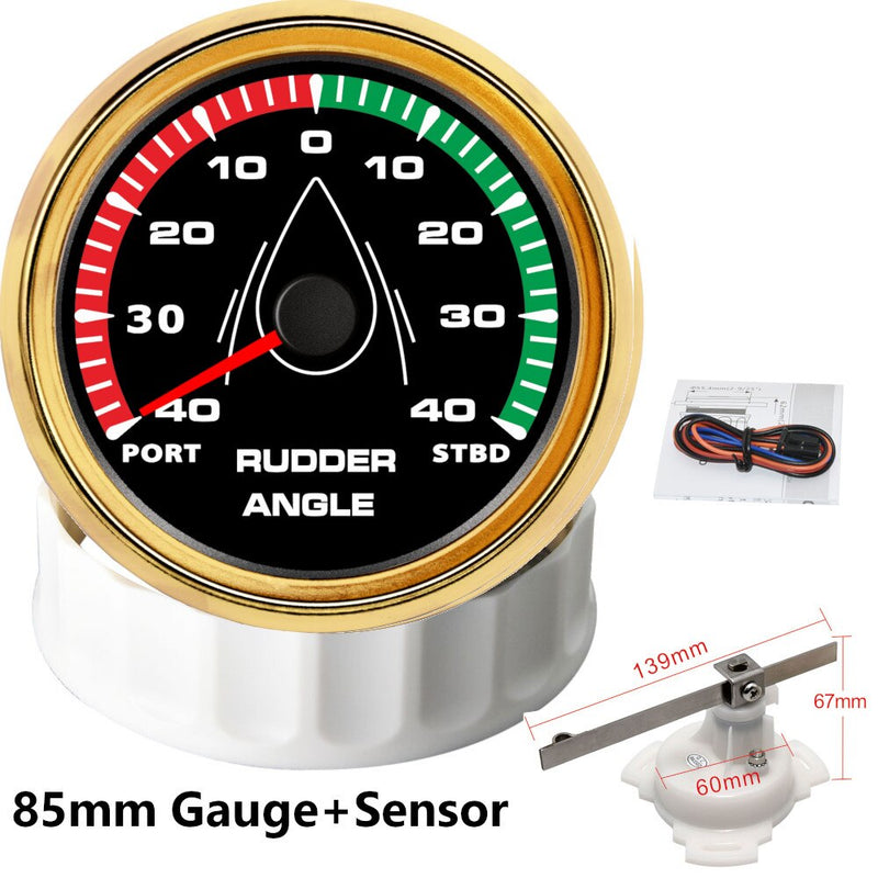 Waterproof 85mm Boat Rudder Angle Indicator 0-190 ohm With Rudder Angle Sensor Kit Rudder Angle Gauge 8 Colors Backlight 12V 24V - KiwisLove