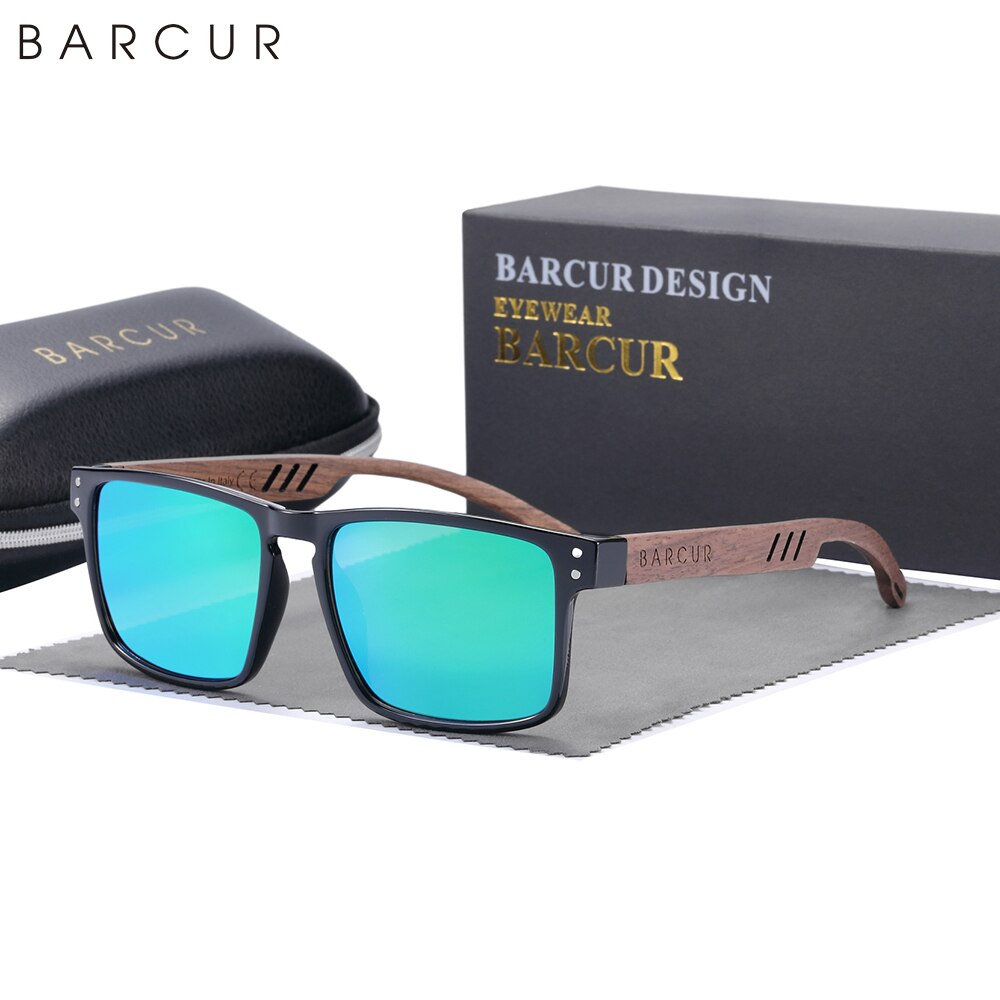 BARCUR Original Design Wooden Sunglasses Polarized Luxury Brand Square Sun Glasses Fashion Light Weight Eyewear Accessory - KiwisLove