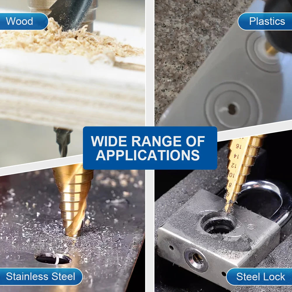 NINDEJIN M35 Cobalt Step Drill Bit 4-32mm Triangular Hex HSS Step Drill Bit for Stainless Steel Hole Drill Metal Aluminum Wood - KiwisLove