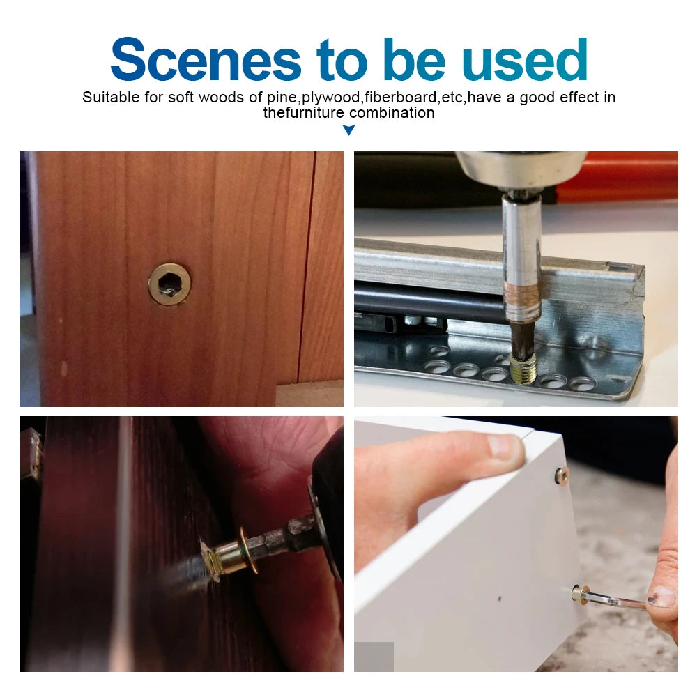 NINDEJIN Wood Insert Nut M6 M8 M10 Zinc Plated Carbon Steel Wood Threaded Nut Hexagon Wood Insert Nut Screw in Nut Connector - KiwisLove