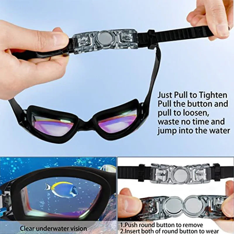 Swimming Goggles Professional Waterproof Swim Eyewear Glasses Anti-fog 100% UV Protection No Leaking For Adult Men Women Youth