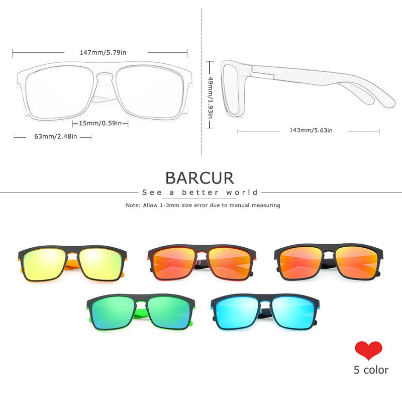 BARCUR NEW Polarized Sunglasses Men Driving Shades Male Sun Glasses For Men Oculos de sol - KiwisLove