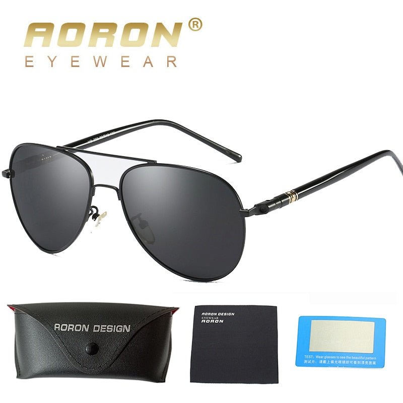 AORON Men Polarized Sunglasses Classic Pilot Glasses Brand Goggoles UV400 Protection Metal Frame - KiwisLove