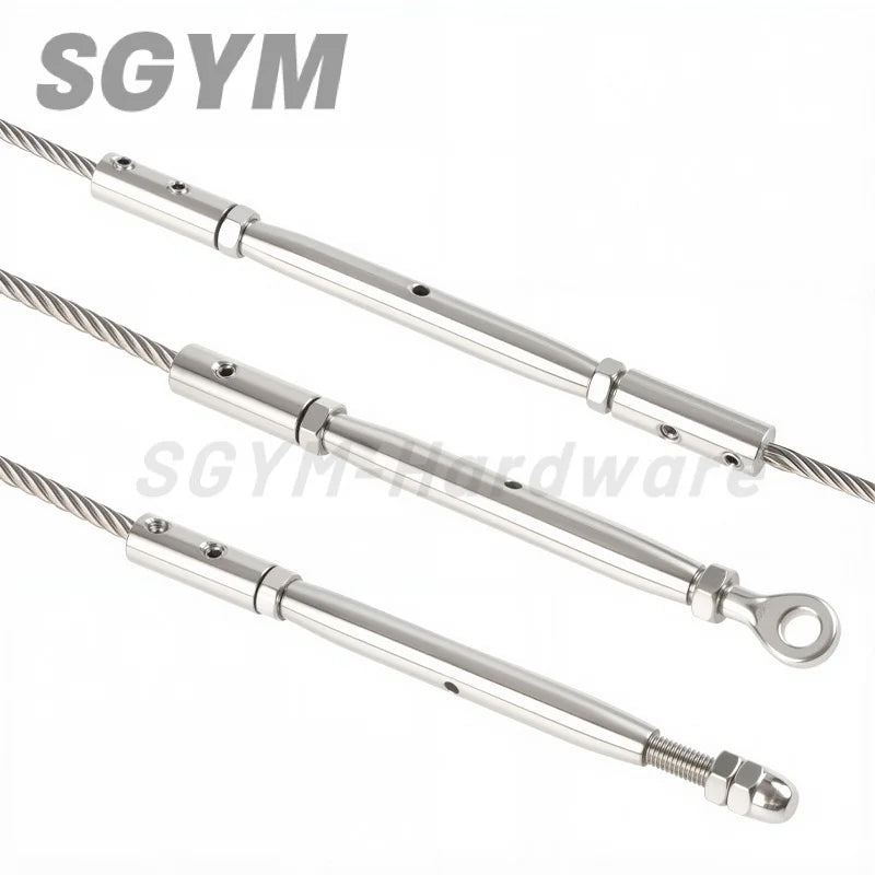 1pcs 304 Stainless Steel Cable Railing Thread Fittings Wire Rope Tensioner Receiver Terminal End Toggle Anchor Cross Clip Clamp