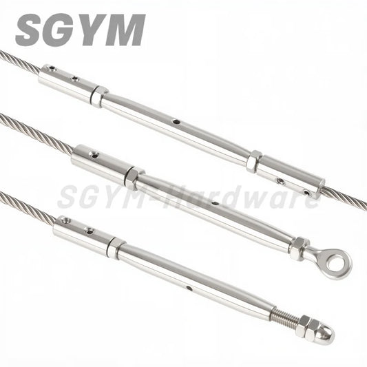 1pcs 304 Stainless Steel Cable Railing Thread Fittings Wire Rope Tensioner Receiver Terminal End Toggle Anchor Cross Clip Clamp