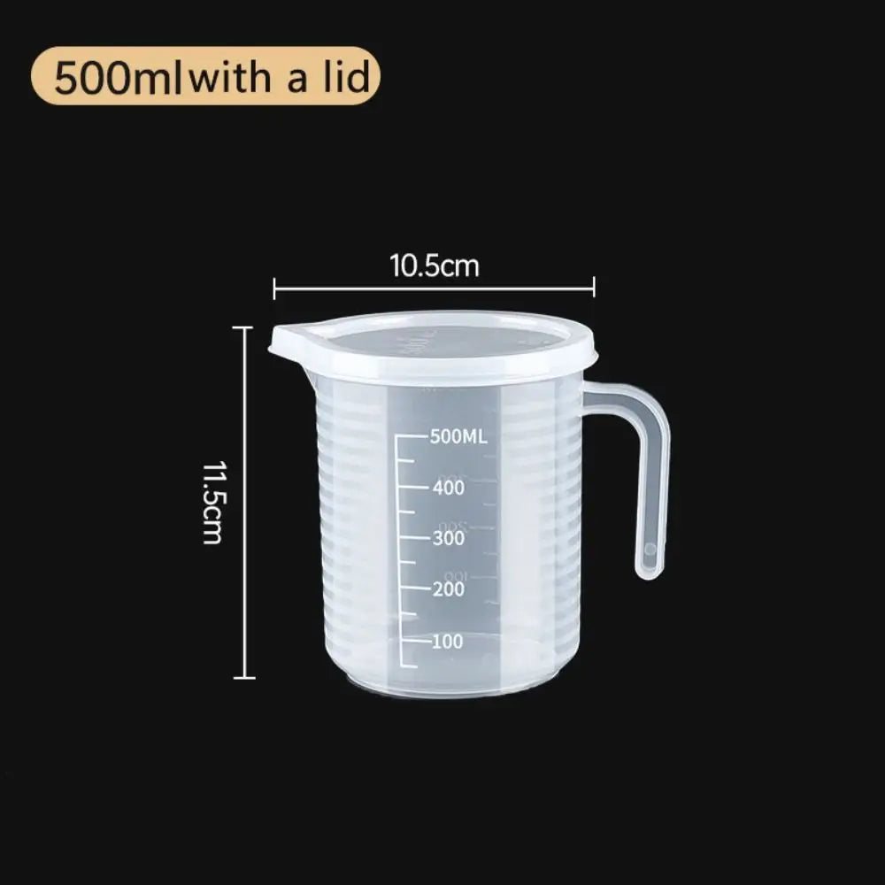1PC Clear Graduated Measuring Cup Scale Plastic Transparent Mixing Cup Large Capacity With Lid Laboratory Beaker Kitchen Baking - KiwisLove