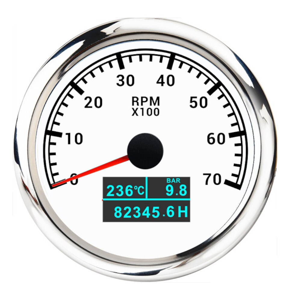 HD 85mm 3 in 1 Digital Boat Tachometer Gauge 3000/4000/6000/8000RPM Tacho meter With Oil Pressure Hours Water Temp for car truck - KiwisLove