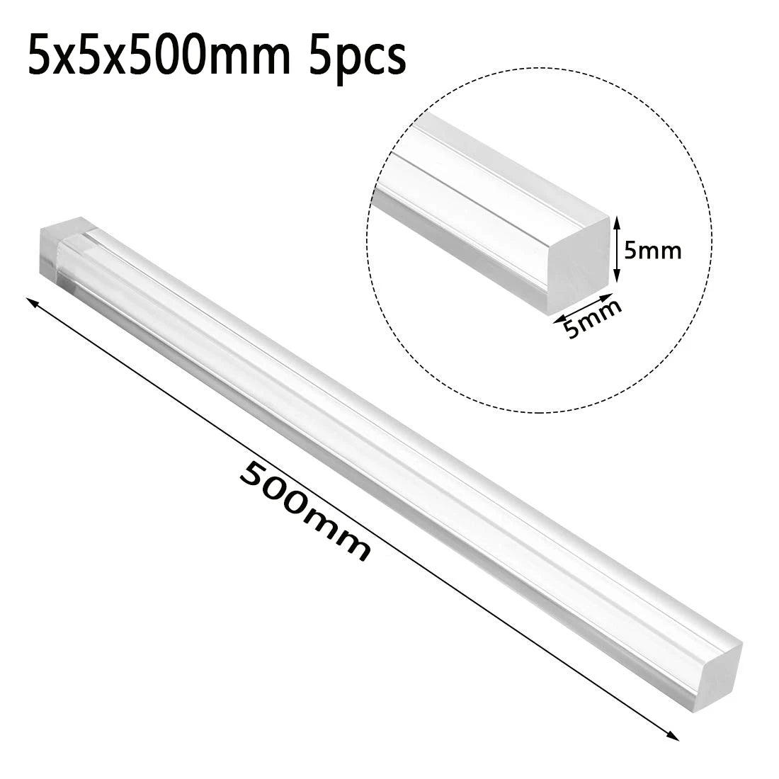 1-10pcs Acrylic square rod, hyaline plastic rod, acrylic rod Length 100-500mm DIY craft architectural model material