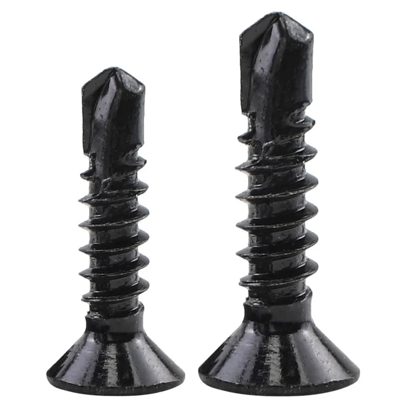 NINDEJIN Phillips Flat Head Self Drilling Screw Black Zinc Stainless Steel M4.2 M4.8 #8 Tapping Screw for Wood Metal Sheet