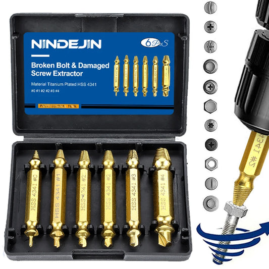 NINDEJIN 4/5/6pcs Damaged Screw Extractor Drill Bit Extractor Drill Set Broken Speed Out Bolt Extractor Bolt Stud Remover Tool - KiwisLove